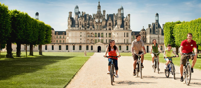 Family bicycling in Europe